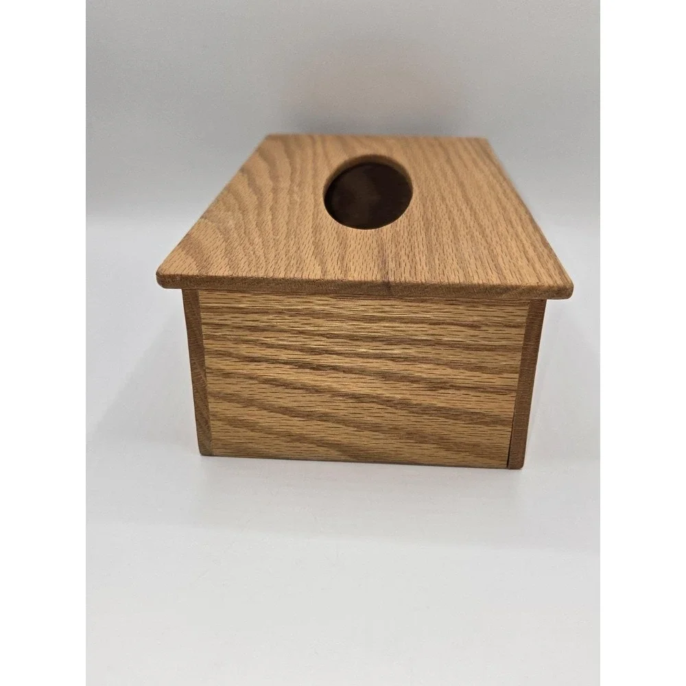 Oak Wood Tissue Box Cover Deer Wildlife Carved Panel‎ Rustic Cabin Decor